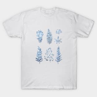 blue leaves collection watercolor T-Shirt